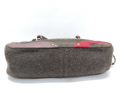 Miu Miu Miu Miu Flower Motif Handbag Wool Leather Handbag