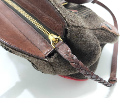 Miu Miu Miu Miu Flower Motif Handbag Wool Leather Handbag