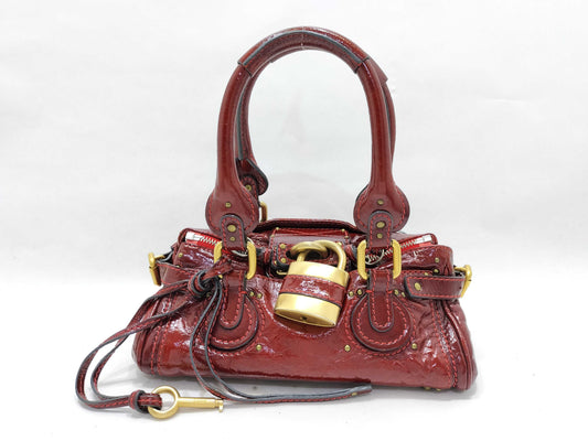 Chloe Paddington Padlock Handbag in Red Enamel with Cadena