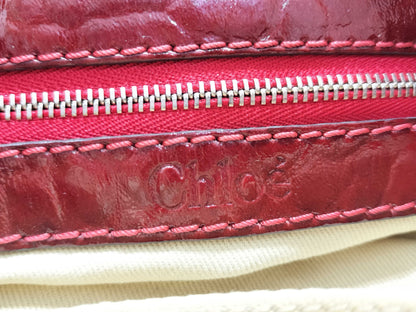 Chloe Paddington Padlock Handbag in Red Enamel with Cadena