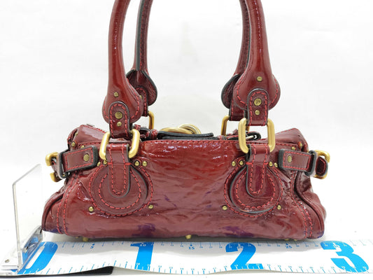 Chloe Paddington Padlock Handbag in Red Enamel with Cadena