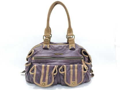 Miu Miu Miu Miu Vintage Leather Tote Bag Y2K Boston Bag