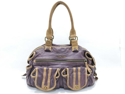 Miu Miu Miu Miu Vintage Leather Tote Bag Y2K Boston Bag