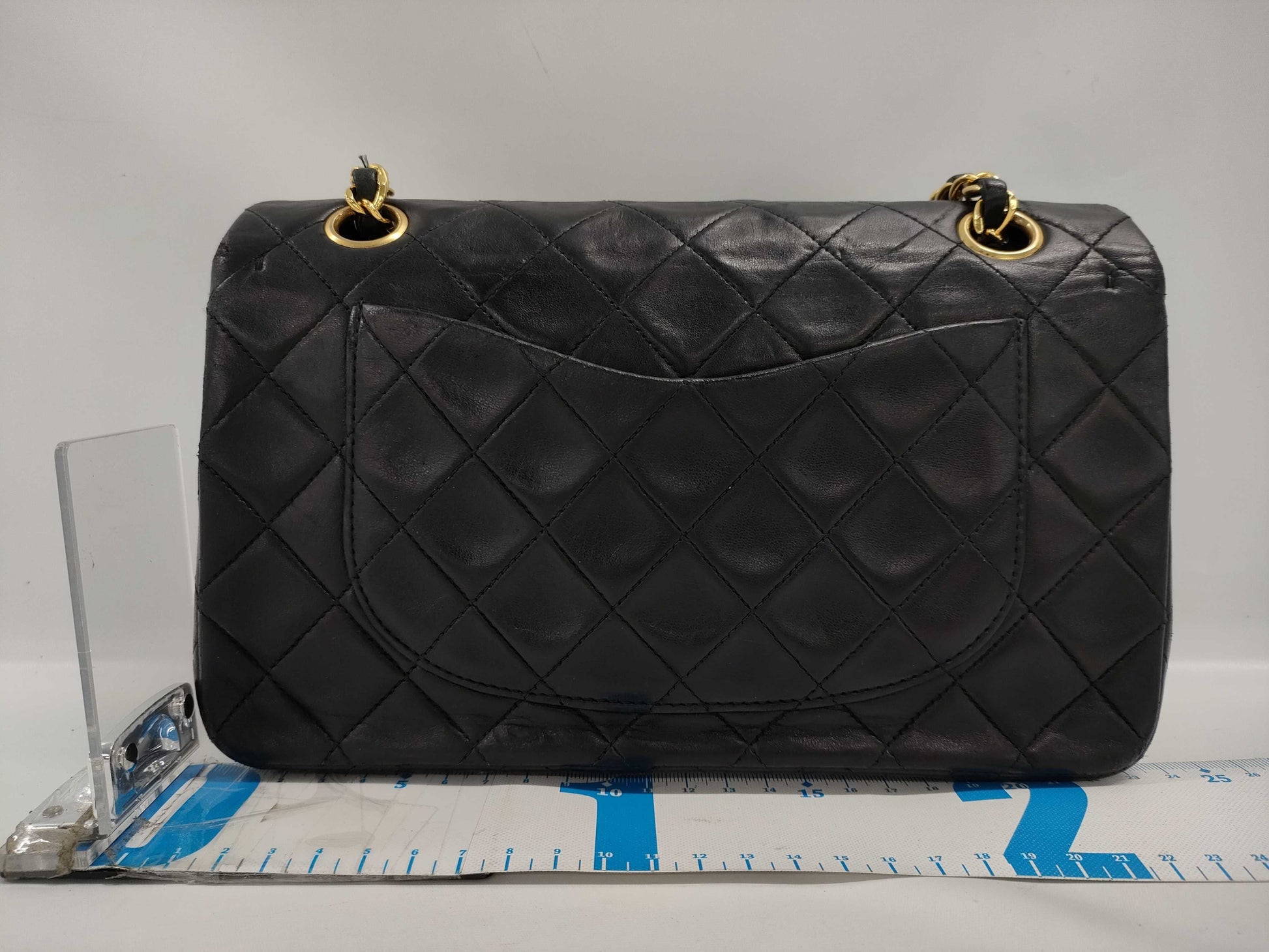 CHANEL Matelasse Double Flap Double Chain Lambskin Shoulder Bag with Gold Hardware and Serial Seal