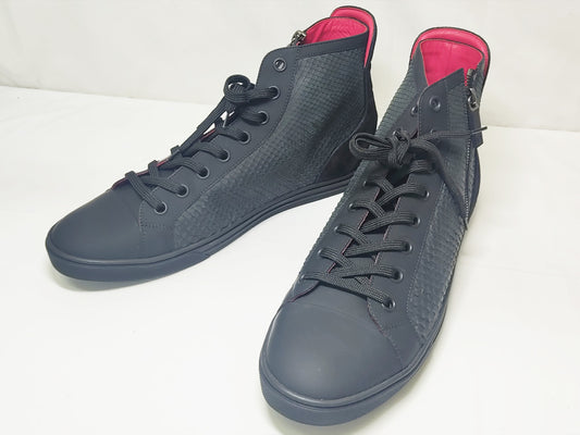 LOUIS VUITTON High-Top Sneakers, Size 11, Leather x Rubber/Black