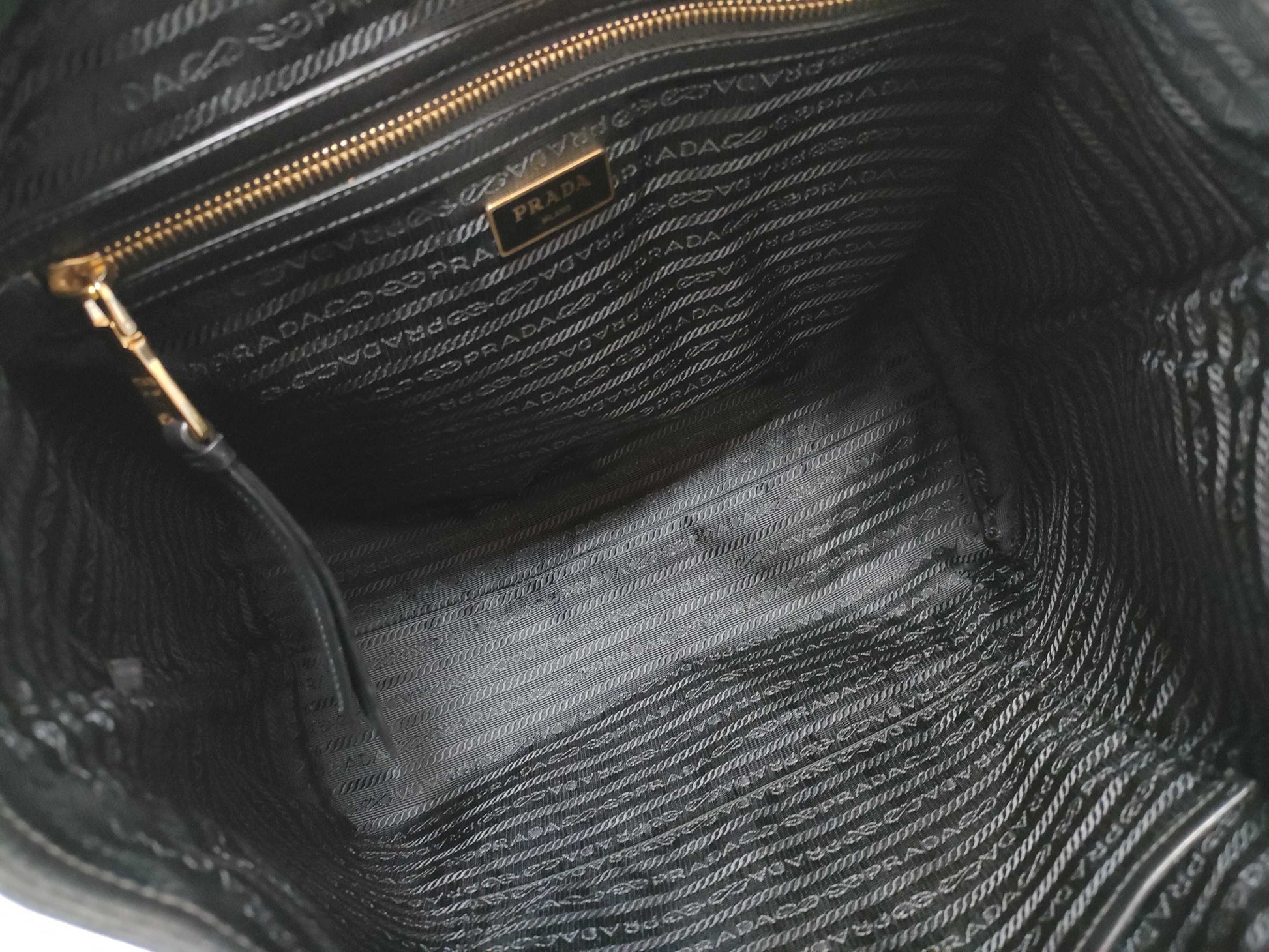 PRADA Triangle Logo Canvas Tote Bag