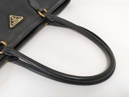 PRADA Triangle Logo Canvas Tote Bag