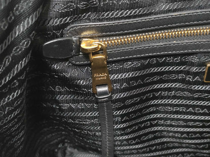 PRADA Triangle Logo Canvas Tote Bag