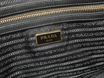 PRADA Triangle Logo Canvas Tote Bag