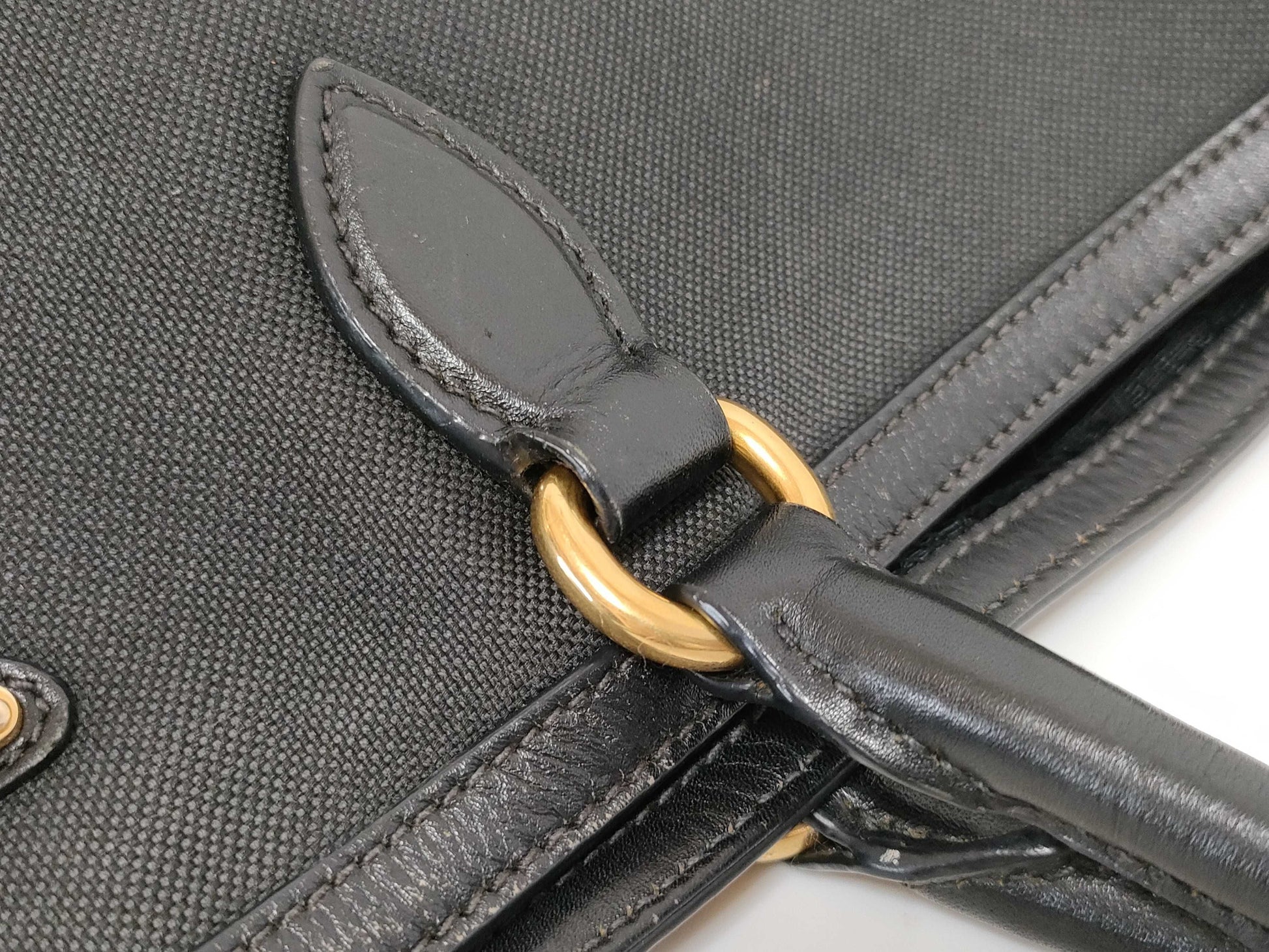 PRADA Triangle Logo Canvas Tote Bag