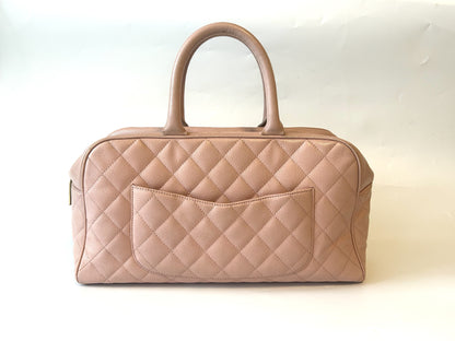 CHANEL Caviar Skin Boston Bag with Coco Mark Pink