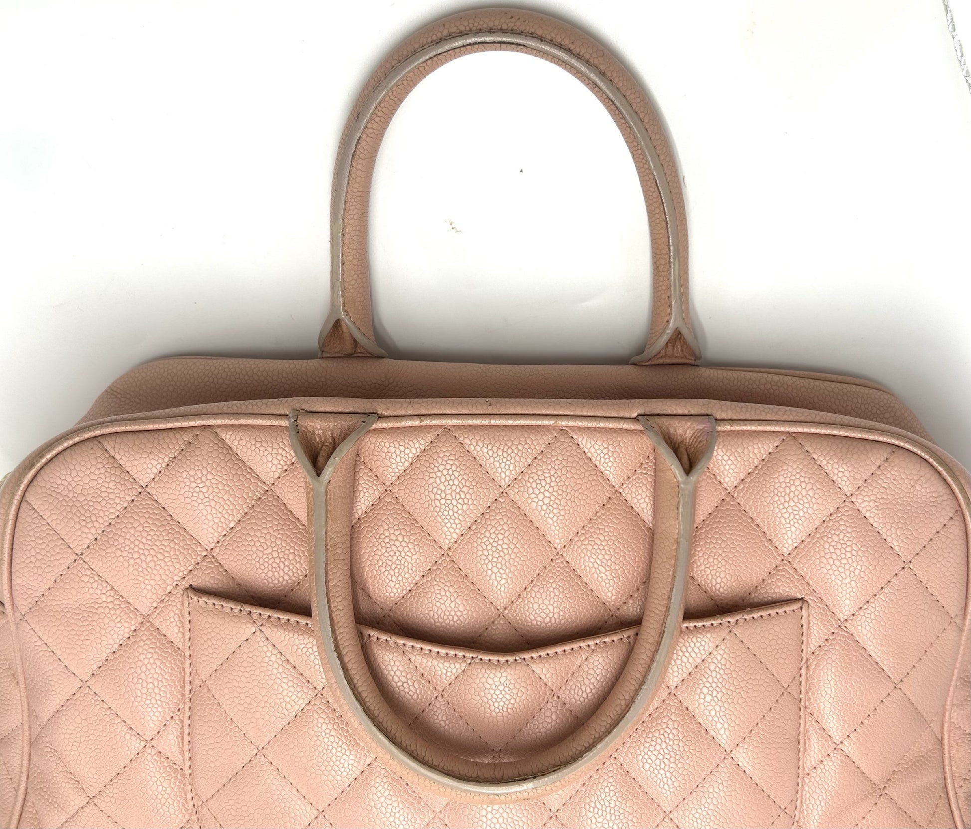 CHANEL Caviar Skin Boston Bag with Coco Mark Pink