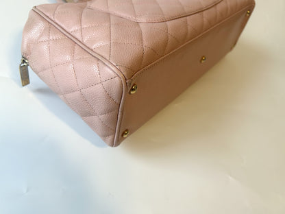 CHANEL Caviar Skin Boston Bag with Coco Mark Pink