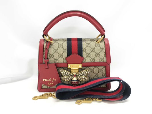 GUCCI Queen Margaret 2-way handbag 476541 Beige, Red, Gold hardware, PVC, Leather 493075 Handbag
