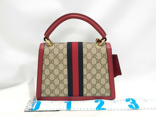 GUCCI Queen Margaret 2-way handbag 476541 Beige, Red, Gold hardware, PVC, Leather 493075 Handbag