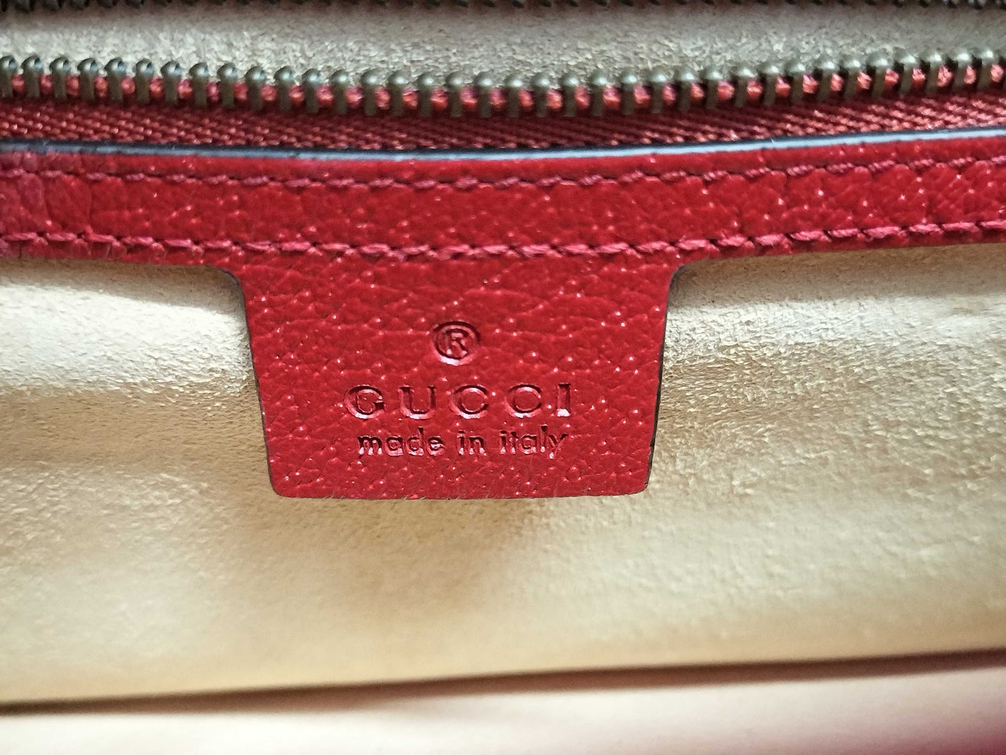 GUCCI Queen Margaret 2-way handbag 476541 Beige, Red, Gold hardware, PVC, Leather 493075 Handbag
