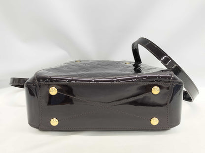 LOUIS VUITTON Montaigne BB 2-way handbag M50403 Amaranth gold hardware, enamel calfskin, CA0145 shoulder bag