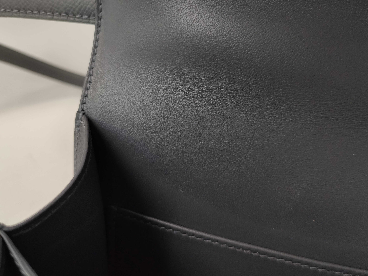HERMES Constance Mini Epsom Ardoise Lacquer Shoulder Bag with Black Hardware and K Stamp