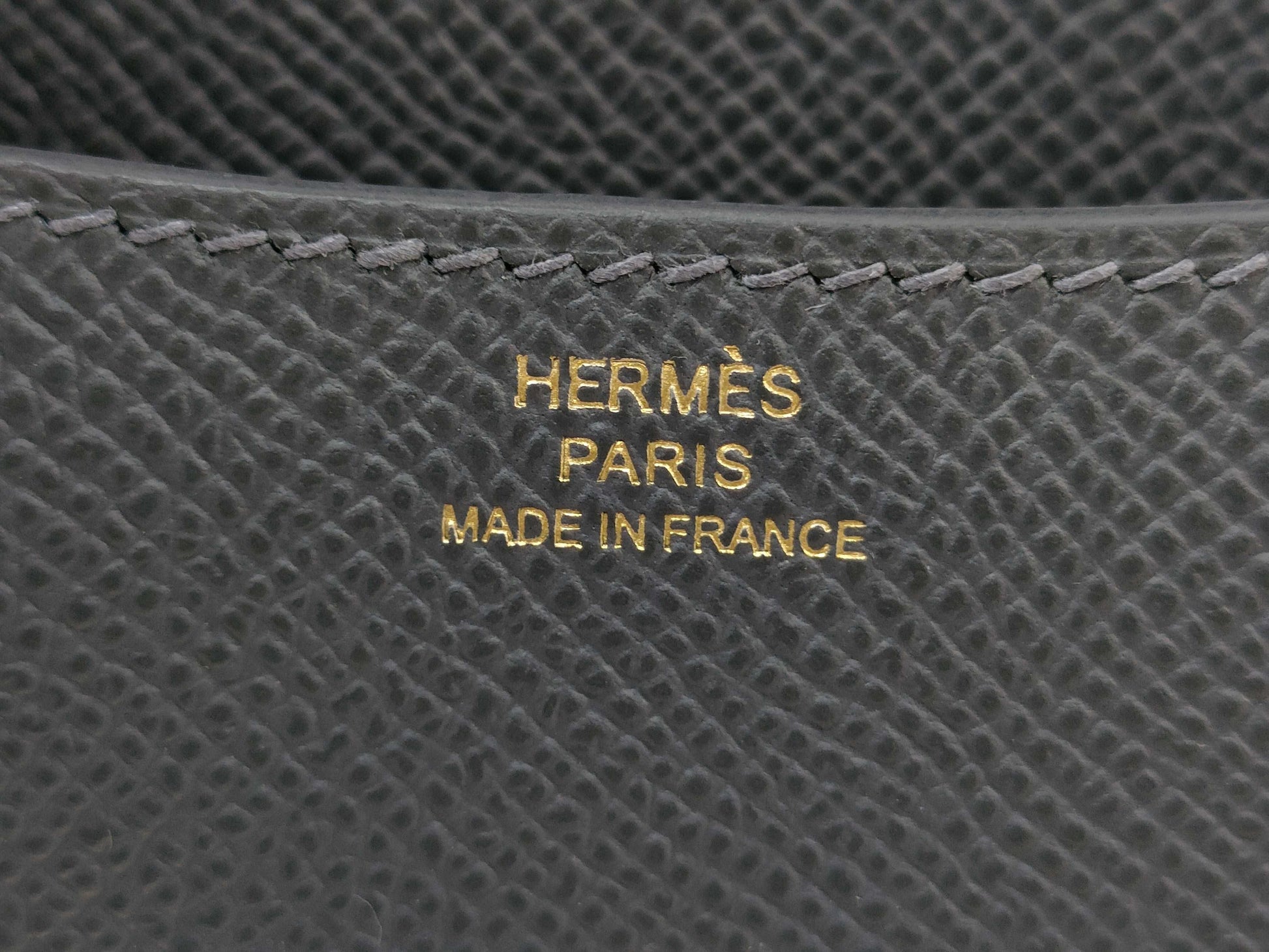 HERMES Constance Mini Epsom Ardoise Lacquer Shoulder Bag with Black Hardware and K Stamp