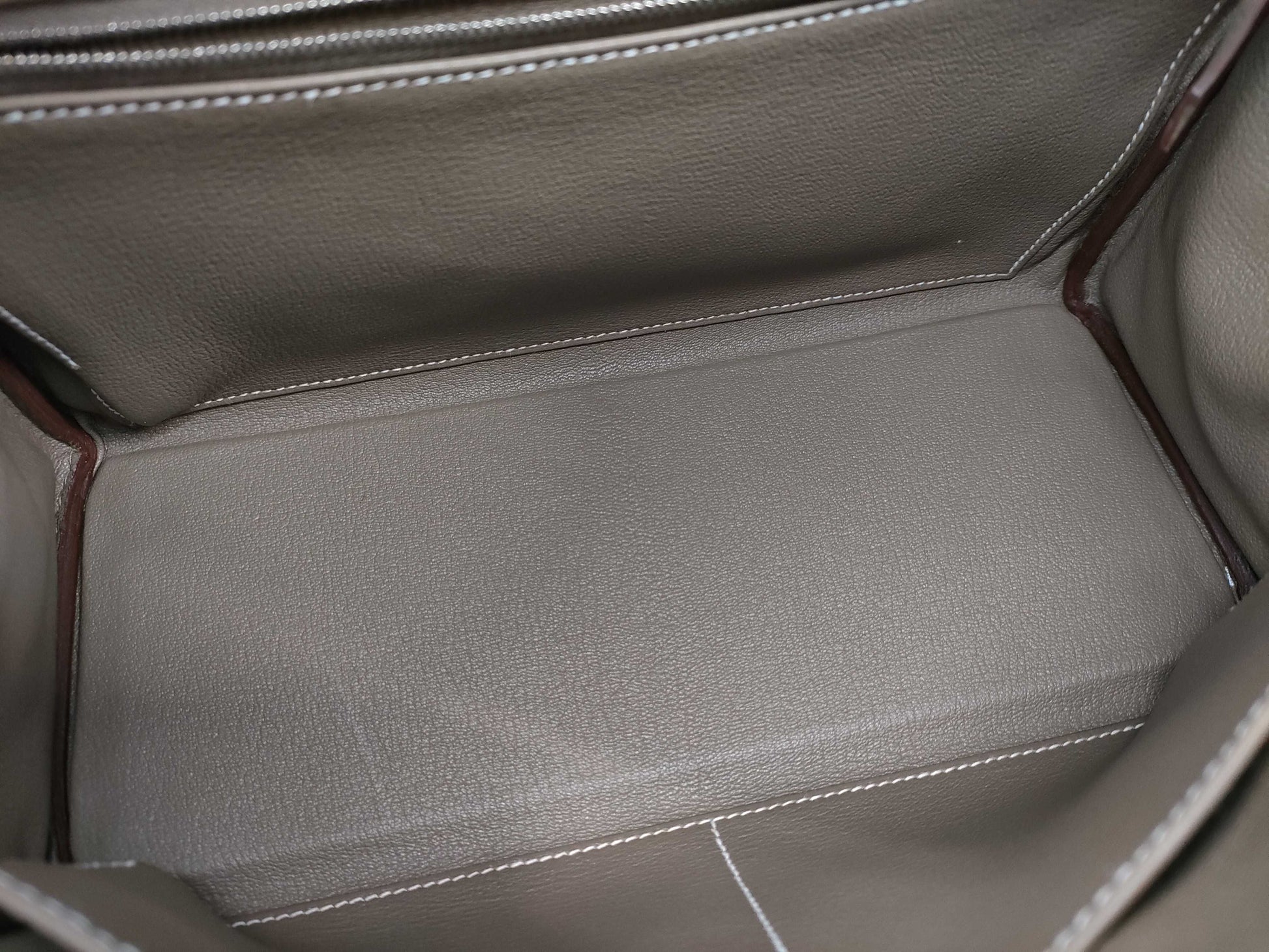 HERMES Kelly 28 Togo Etoupe Handbag with Silver Hardware and U Stamp