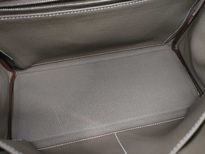 HERMES Kelly 28 Togo Etoupe Handbag with Silver Hardware and U Stamp