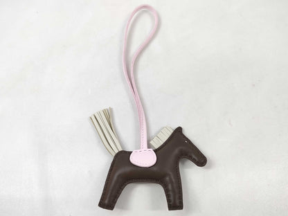 HERMES Rodeo PM Charm, Chocolat Clé Rose Darling, Double Engraved Charm