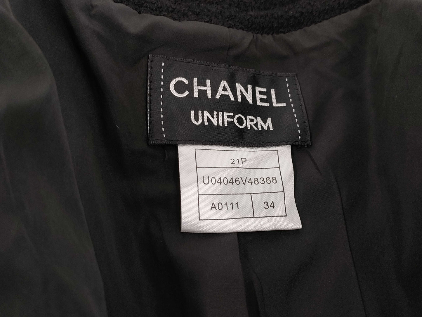 CHANEL Uniform Tweed Jacket 21P U04046 Coco Mark Button Size 34 Jacket