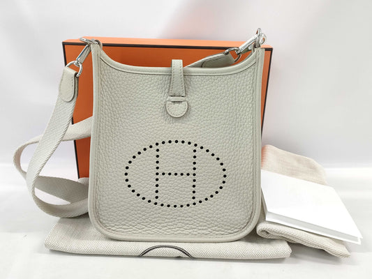 HERMES Mini Evelyn Amazone 16 TPM Beton Shoulder Bag with Silver Hardware and U Stamp