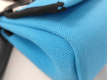 HERMES Hermes Airbag Zip 20 Mini Blue Riviera Shoulder Bag with Silver Hardware and K Stamp