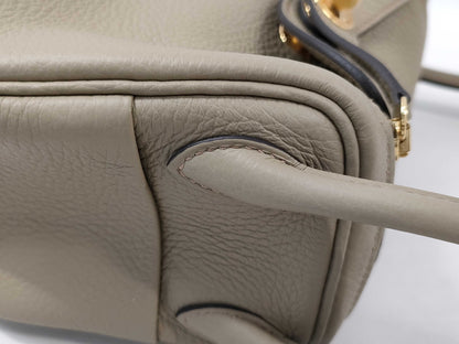HERMES Lindy Mini Shoulder Bag in Taurillon Clemence Leather, Beige Marfa Leather, Gold Hardware, GP W Stamp
