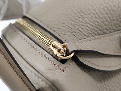 HERMES Lindy Mini Shoulder Bag in Taurillon Clemence Leather, Beige Marfa Leather, Gold Hardware, GP W Stamp