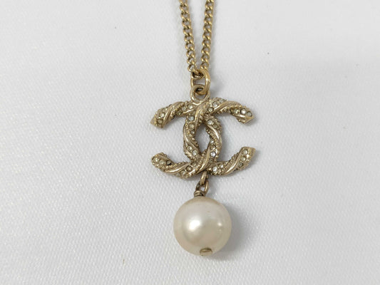 CHANEL Coco Mark Pearl Necklace B14C Necklace
