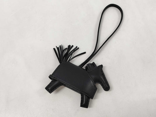 HERMES Rodeo PM Charm, Robeo Cool Rock Studs, So Black Gold Hardware, K Stamped Charm