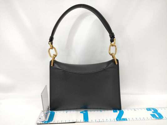 TODS Kate Black Leather Shoulder Bag with Gold Hardware