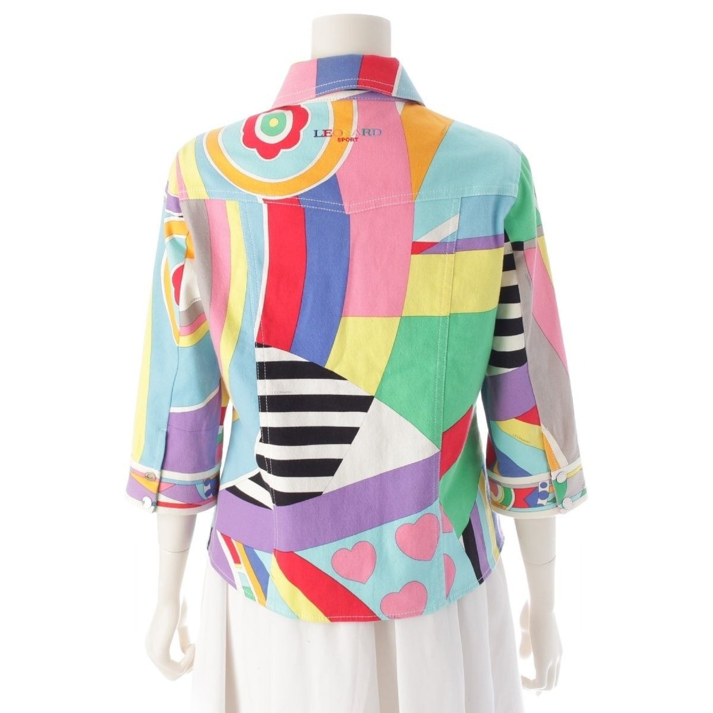 LEONARD LEONARD Cotton All-Over Print Jacket Long Sleeve Shirt Multicolor Size 40 Jacket