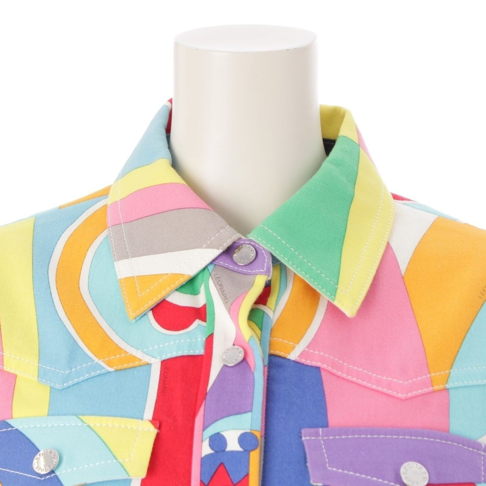 LEONARD LEONARD Cotton All-Over Print Jacket Long Sleeve Shirt Multicolor Size 40 Jacket