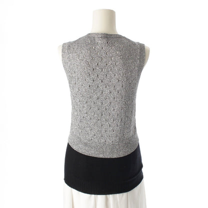 LOUIS VUITTON Cashmere Sleeveless Sweater Black Silver Size S Tops