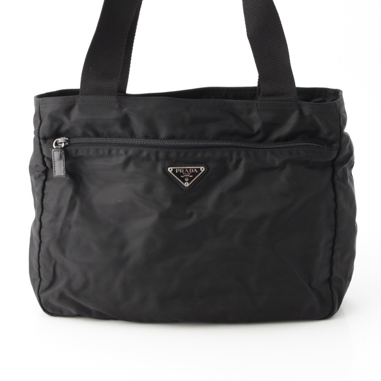 PRADA Tessuto Triangle Logo Tote Bag Shoulder Bag Black Tote Bag