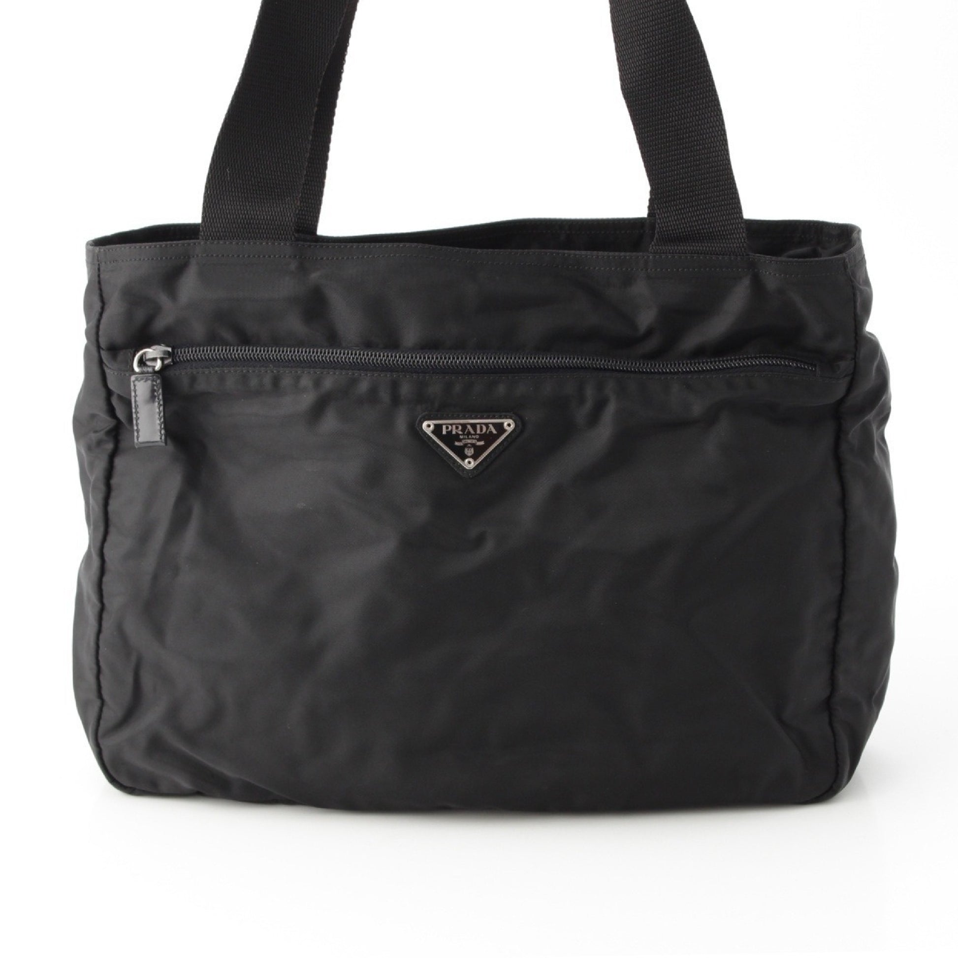 PRADA Tessuto Triangle Logo Tote Bag Shoulder Bag Black Tote Bag