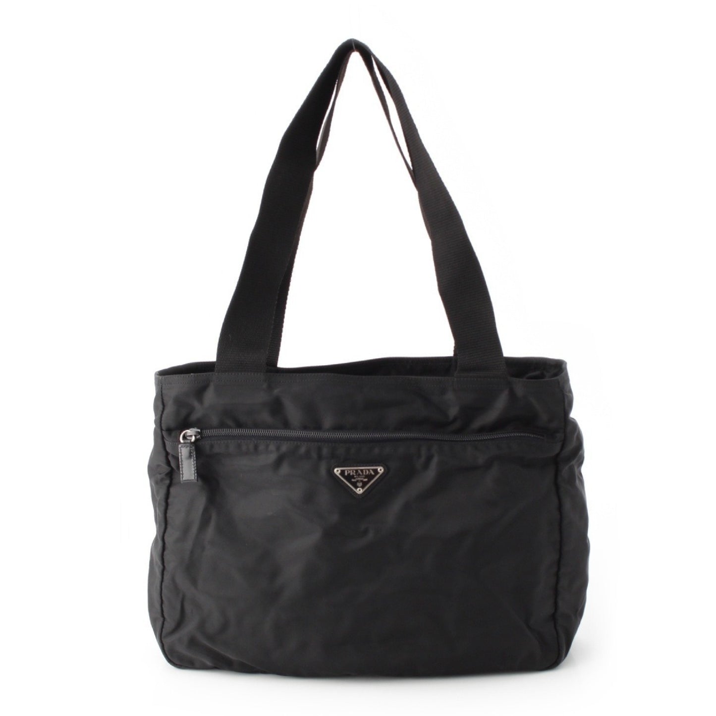 PRADA Tessuto Triangle Logo Tote Bag Shoulder Bag Black Tote Bag