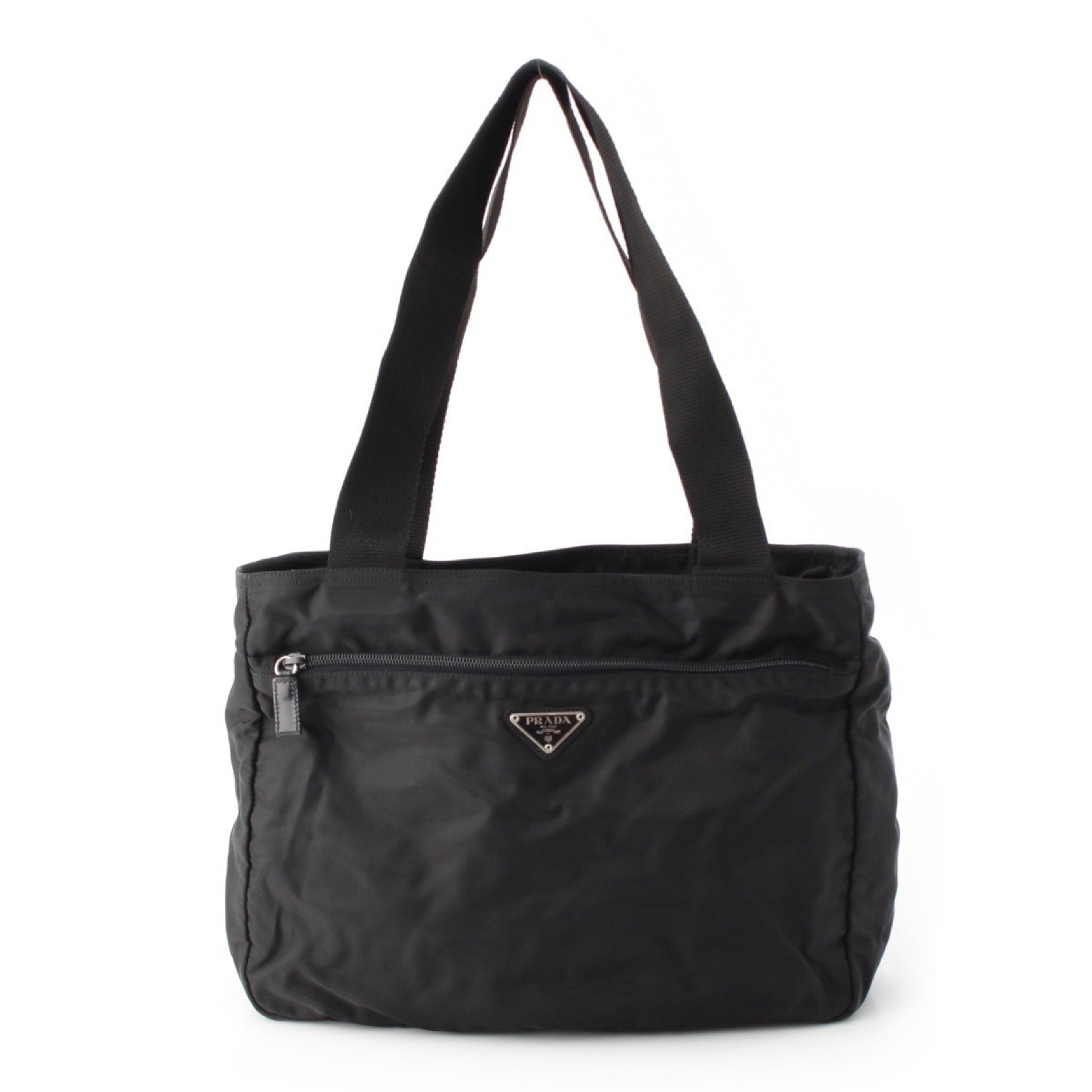 PRADA Tessuto Triangle Logo Tote Bag Shoulder Bag Black Tote Bag