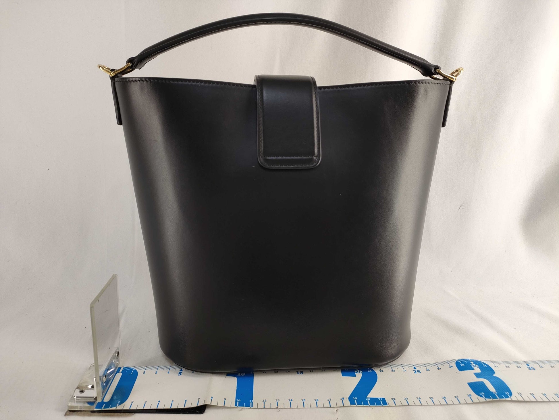 CELINE Medium Bucket Louise Handbag in Smooth Calfskin, Black, Current Model