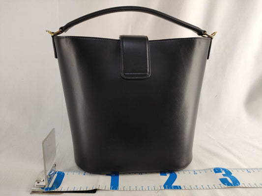 CELINE Medium Bucket Louise Handbag in Smooth Calfskin, Black, Current Model