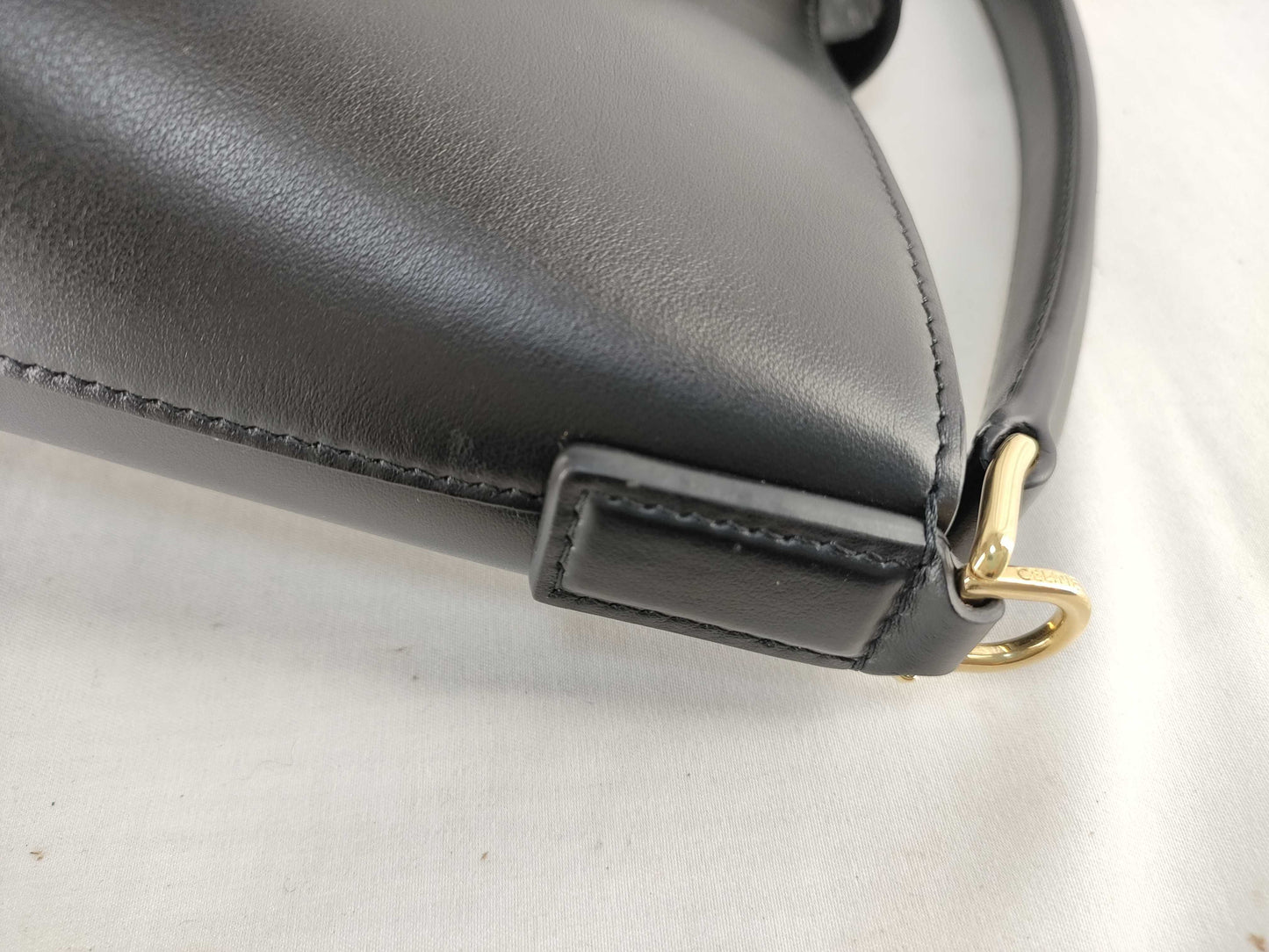 CELINE Medium Bucket Louise Handbag in Smooth Calfskin, Black, Current Model