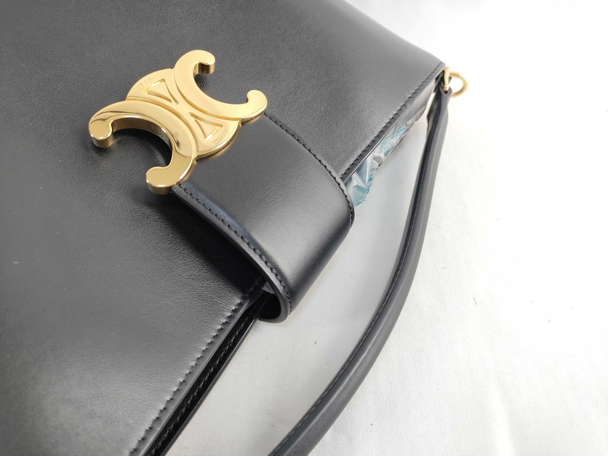 CELINE Medium Bucket Louise Handbag in Smooth Calfskin, Black, Current Model