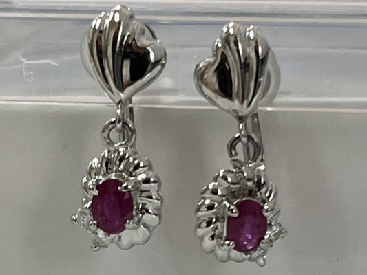 R0.38ct D0.08ct Pt850 3.1g Earrings 