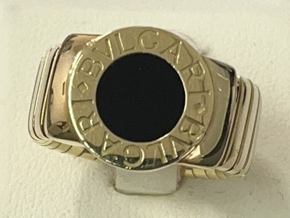 BVLGARI BB Tubogas Onyx YG AU750 19.4g Ring 