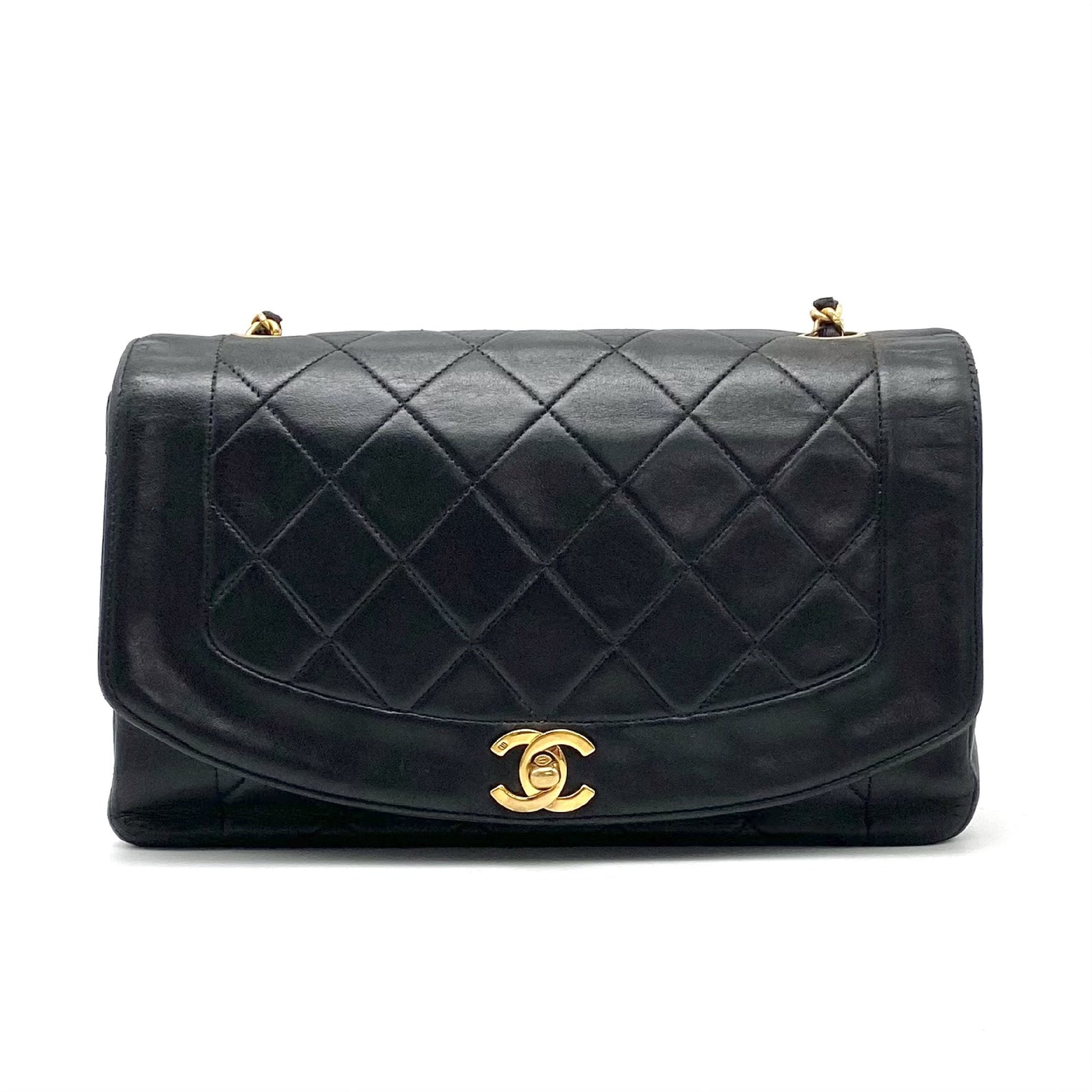 CHANEL CHANEL Matelasse Diana Turnlock Coco Mark Lambskin Chain Shoulder Bag