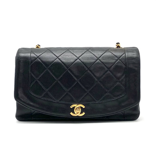 CHANEL CHANEL Matelasse Diana Turnlock Coco Mark Lambskin Chain Shoulder Bag