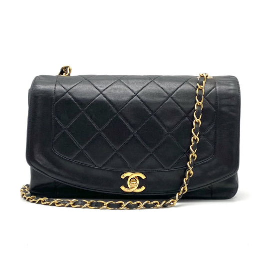 CHANEL CHANEL Matelasse Diana Turnlock Coco Mark Lambskin Chain Shoulder Bag